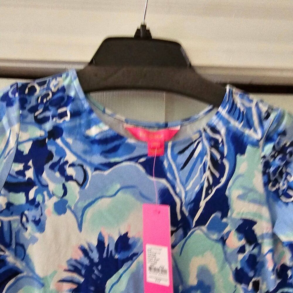 Lilly Pulitzer Women Blue Floral Bell Sleeves Catch And Keep Mini Dress Size XXS - Picture 8 of 11